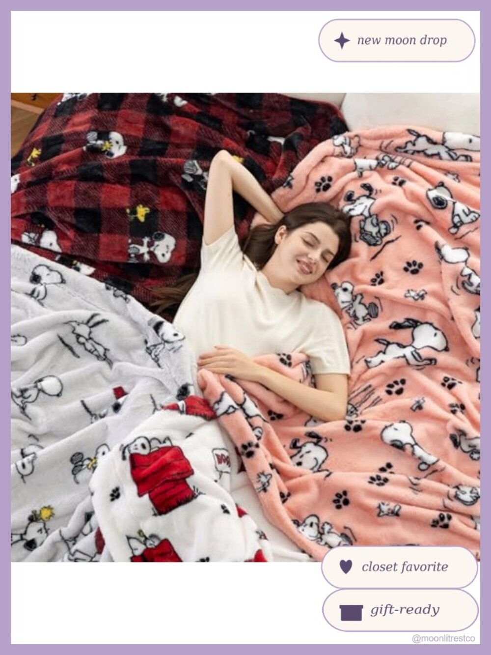 Berkshire Peanuts Snoopy Faux Rabbit Fur King Blanket Reversible Plush Cozy - Picture 5 of 6